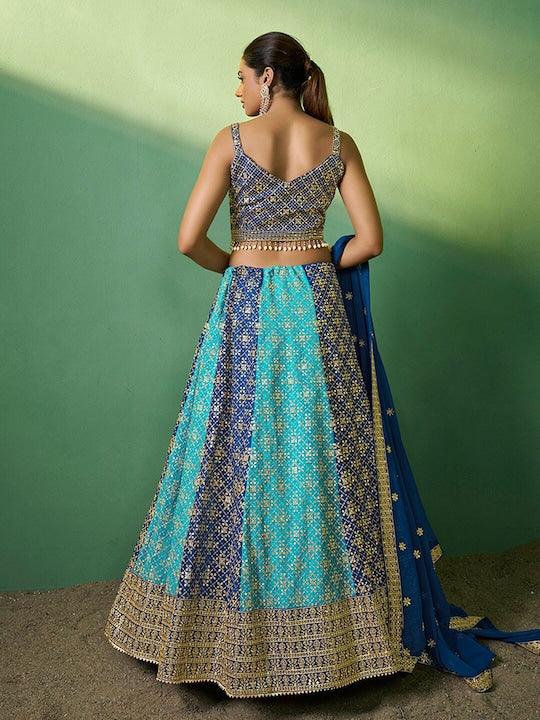 Blue Georgette Sequined Kalidar Lehenga choli Clearance Find Great