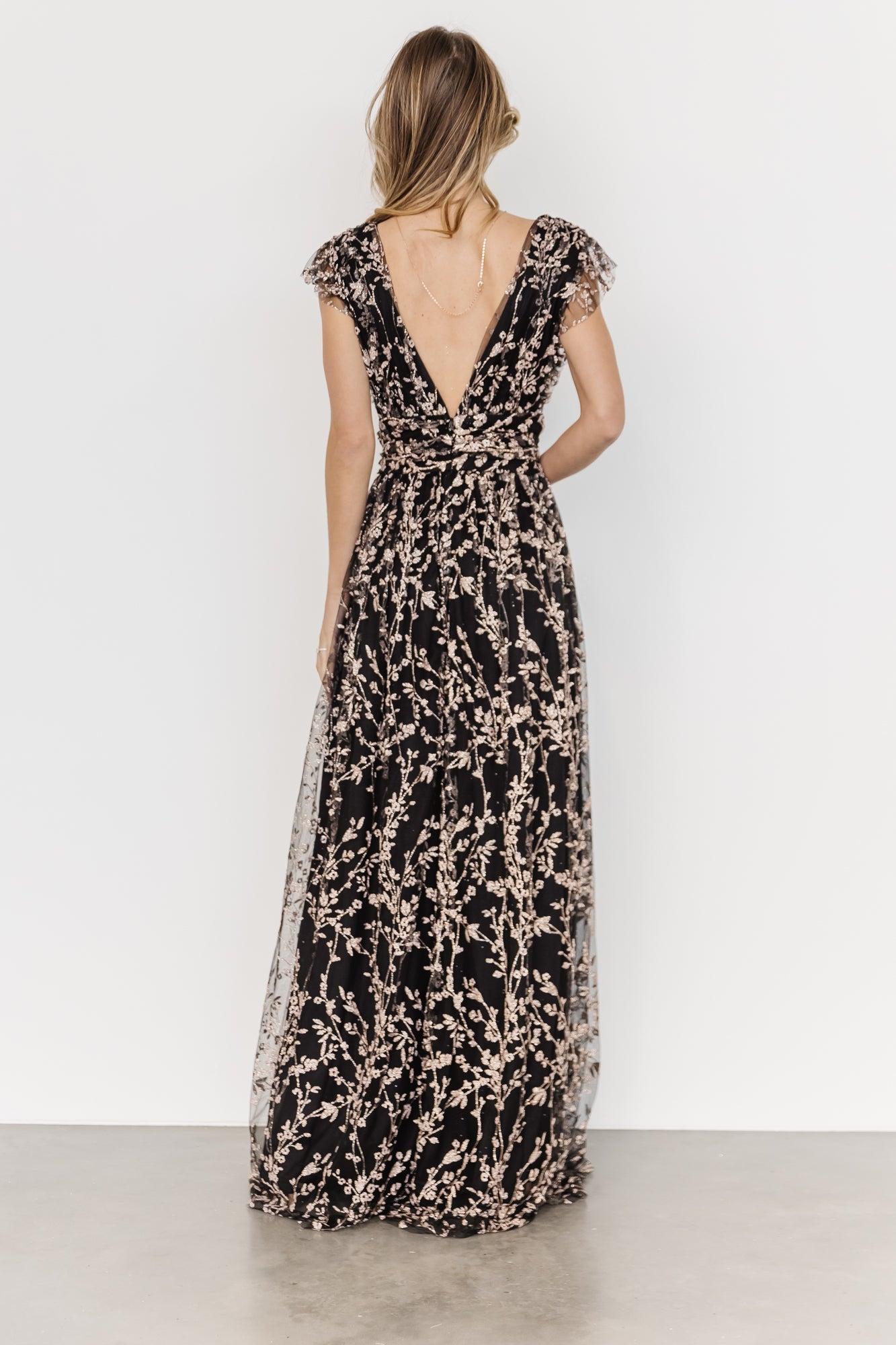 Arlene Shimmer Gown | Black + Rose Gold Comfortable Cheap Online