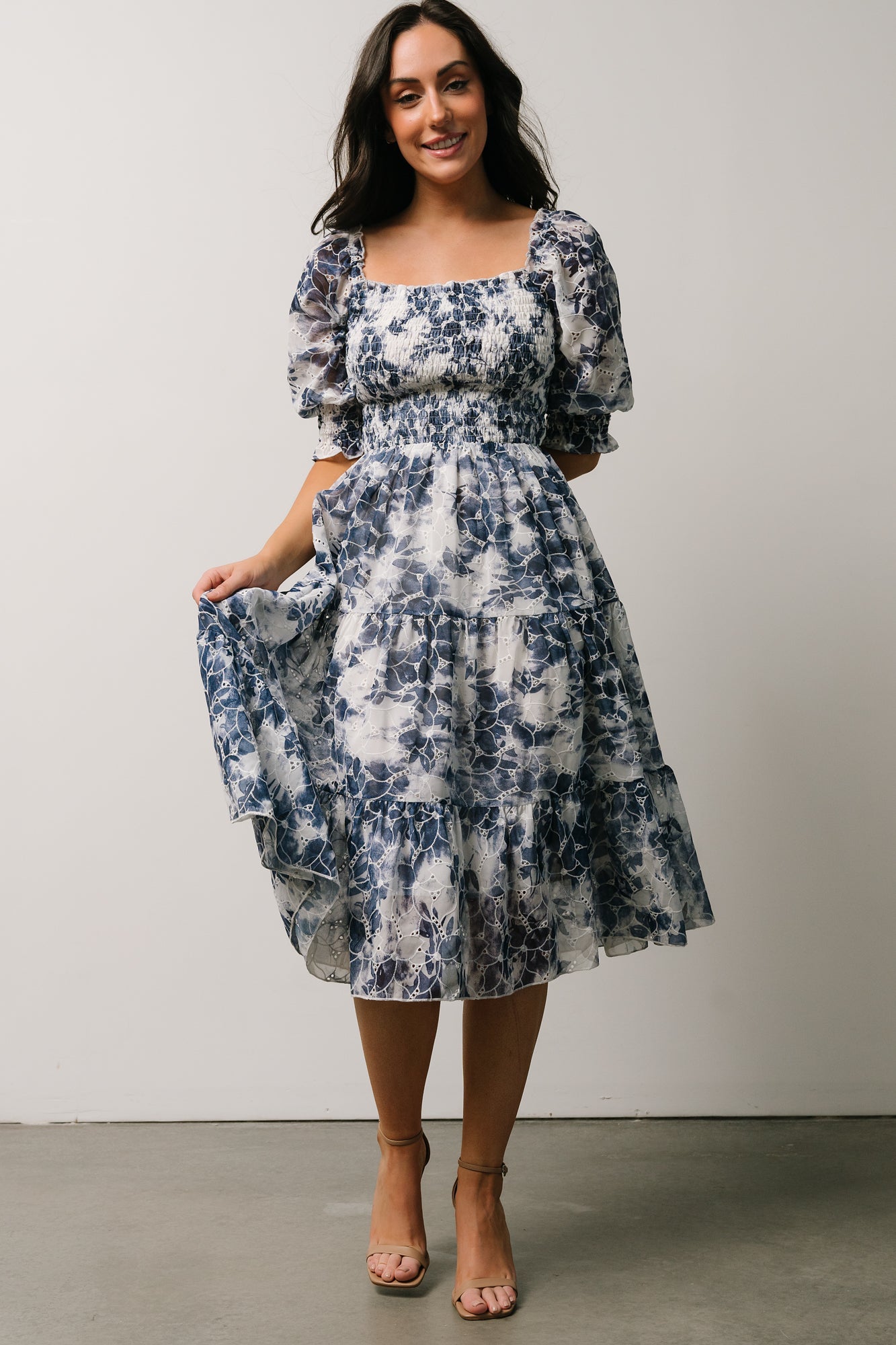 Hazel Eyelet Midi Dress | Navy Clearance Nicekicks