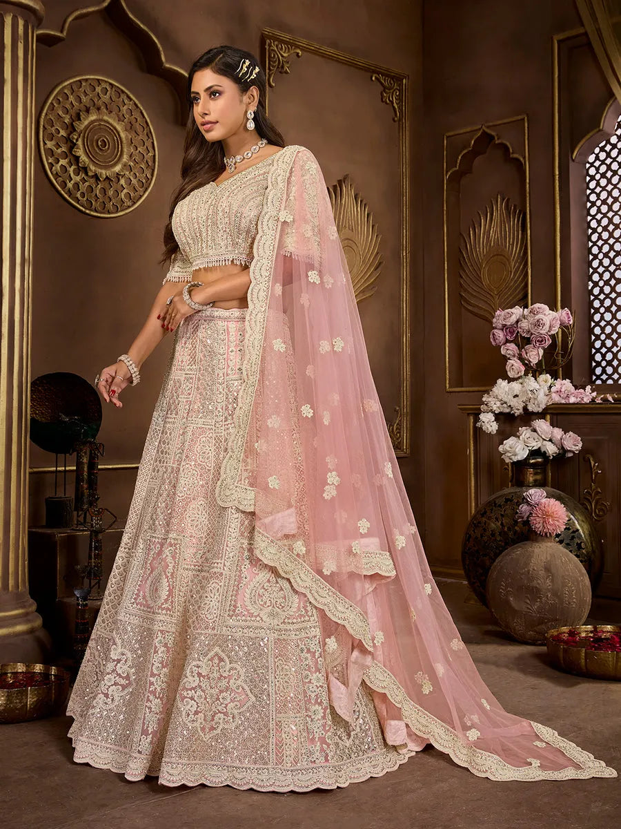 Enchanting Peach Premium Bridal Wear Lehenga Choli 100% Authentic For Sale