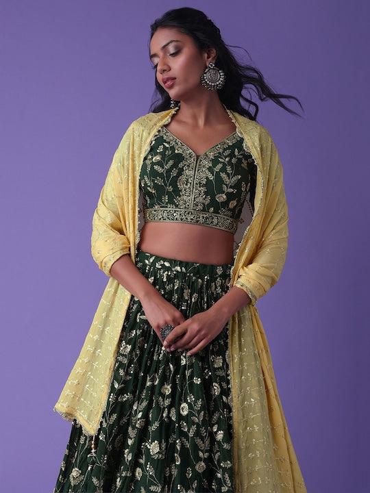 green Georgette appliqué Lehenga choli Geniue Stockist Online