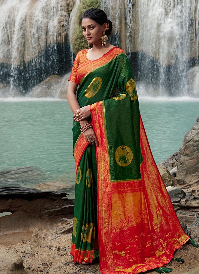 Silk Weave Green Kanjivaram Saree Outlet Finishline