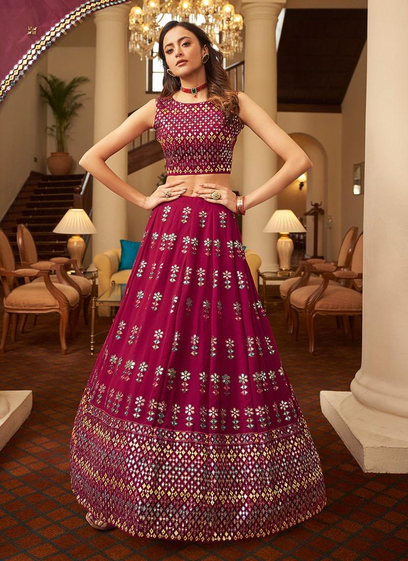 Rani Pink Color Georgette Base Lehenga With Gota Work Clearance Extremely