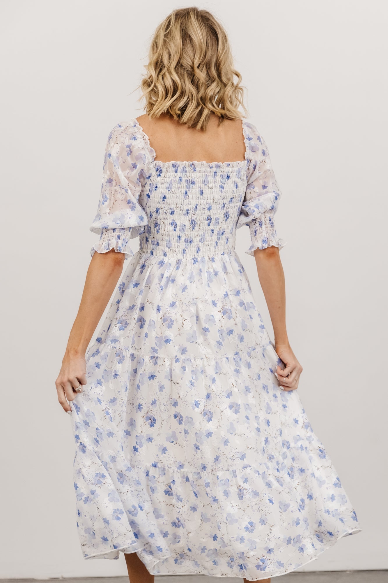 Fabian Jacquard Midi Dress | Blue Floral Free Shipping Reliable