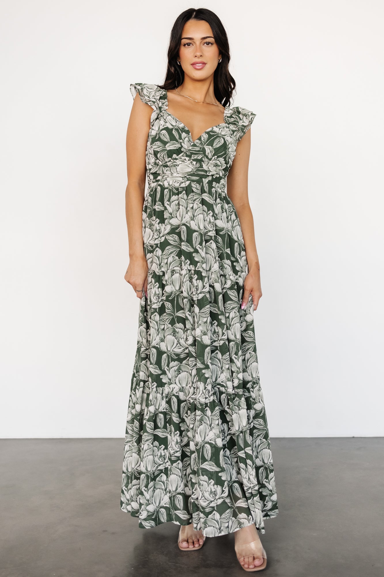 Martina Maxi Dress | Green + White Pay With Visa