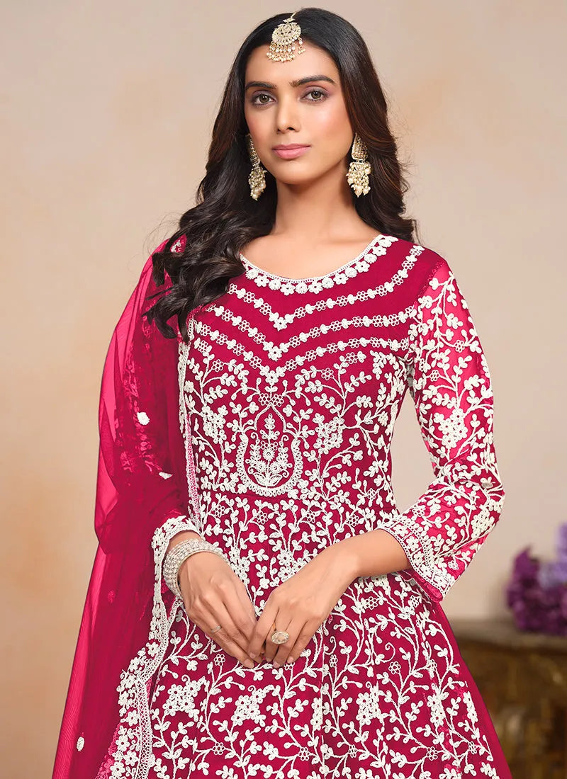 Mesmerizing Magenta Pink Designer Embroidered Anarkali Gown Outlet Hot Sale