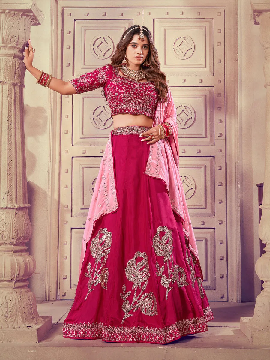 Designer Pink Embroidered Bridal Lehenga choli Set Discount Sale Online