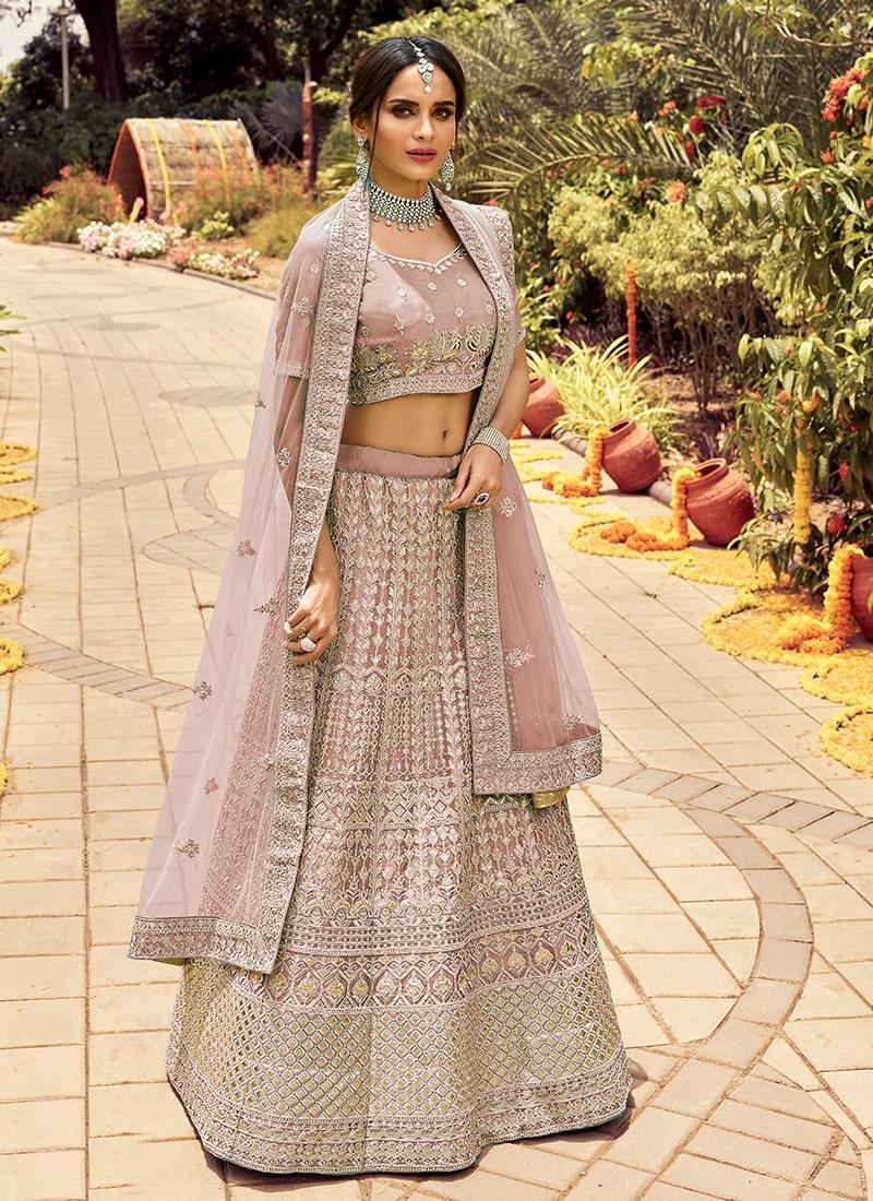 Mauve Pink Color Organza Material Lehenga With Gota Work Sale 2025