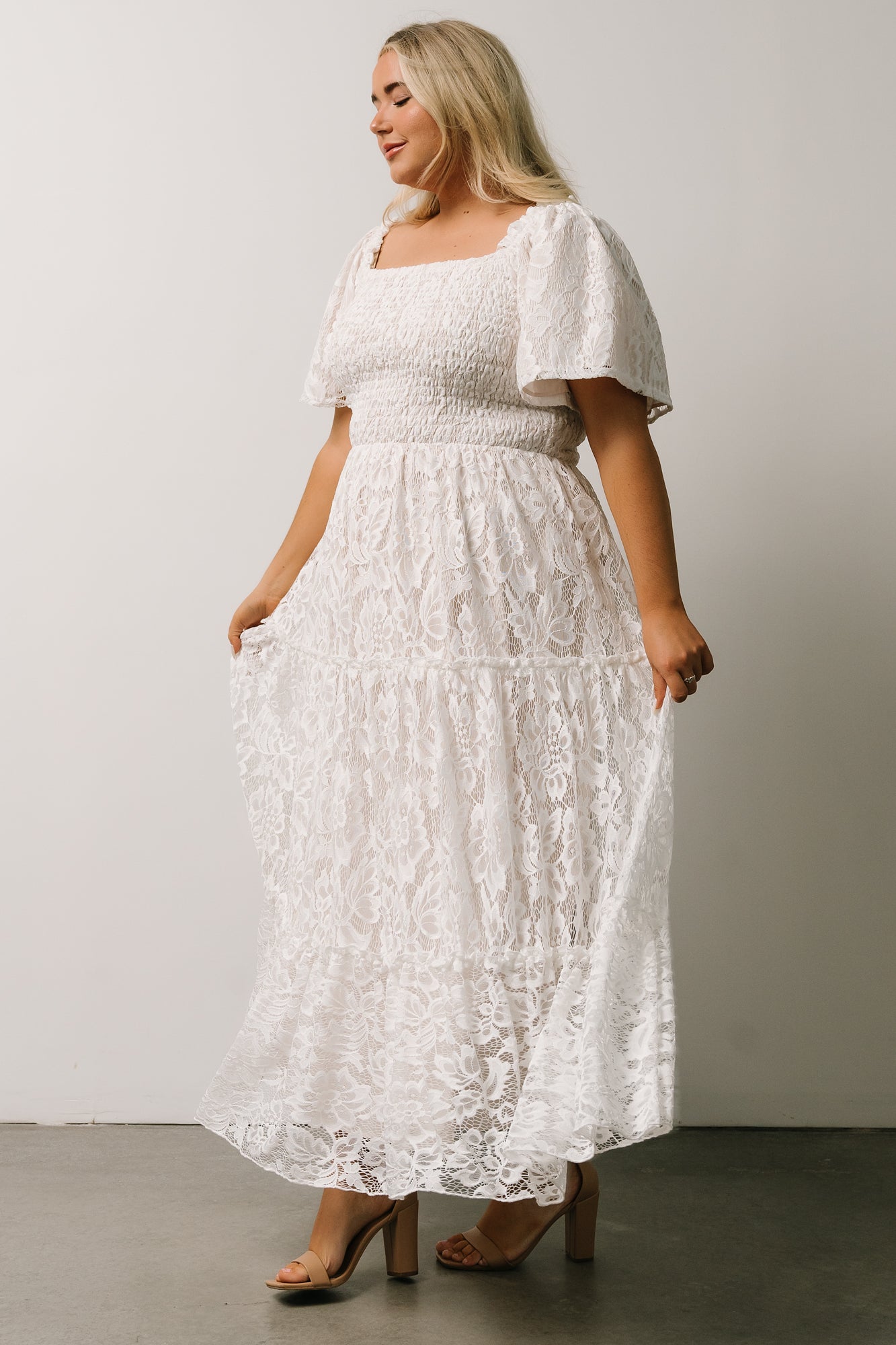 Aspen Smocked Lace Maxi Dress | Off White Comfortable Cheap Online