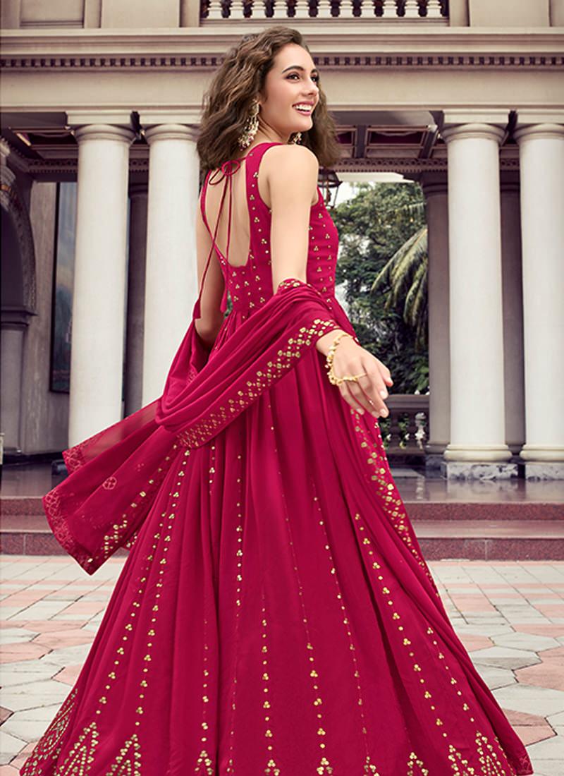 Rani Pink Heavy Sequins Sleeveless Gown Discount Outlet Store