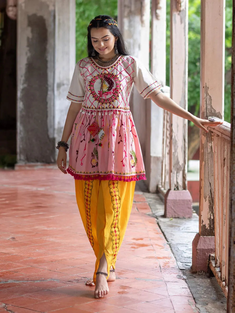 Off-White Embroidered  Kedia Set for Navratri Buy Cheap Huge Surprise