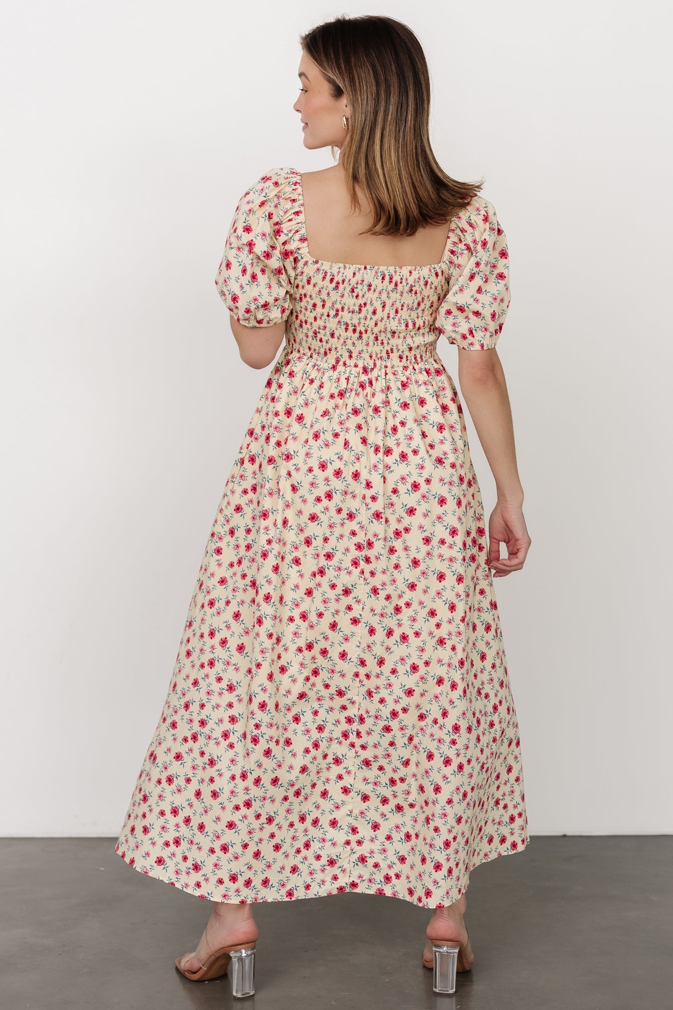 Haddie Smocked Midi Dress | Cream + Rose Floral Sale Classic