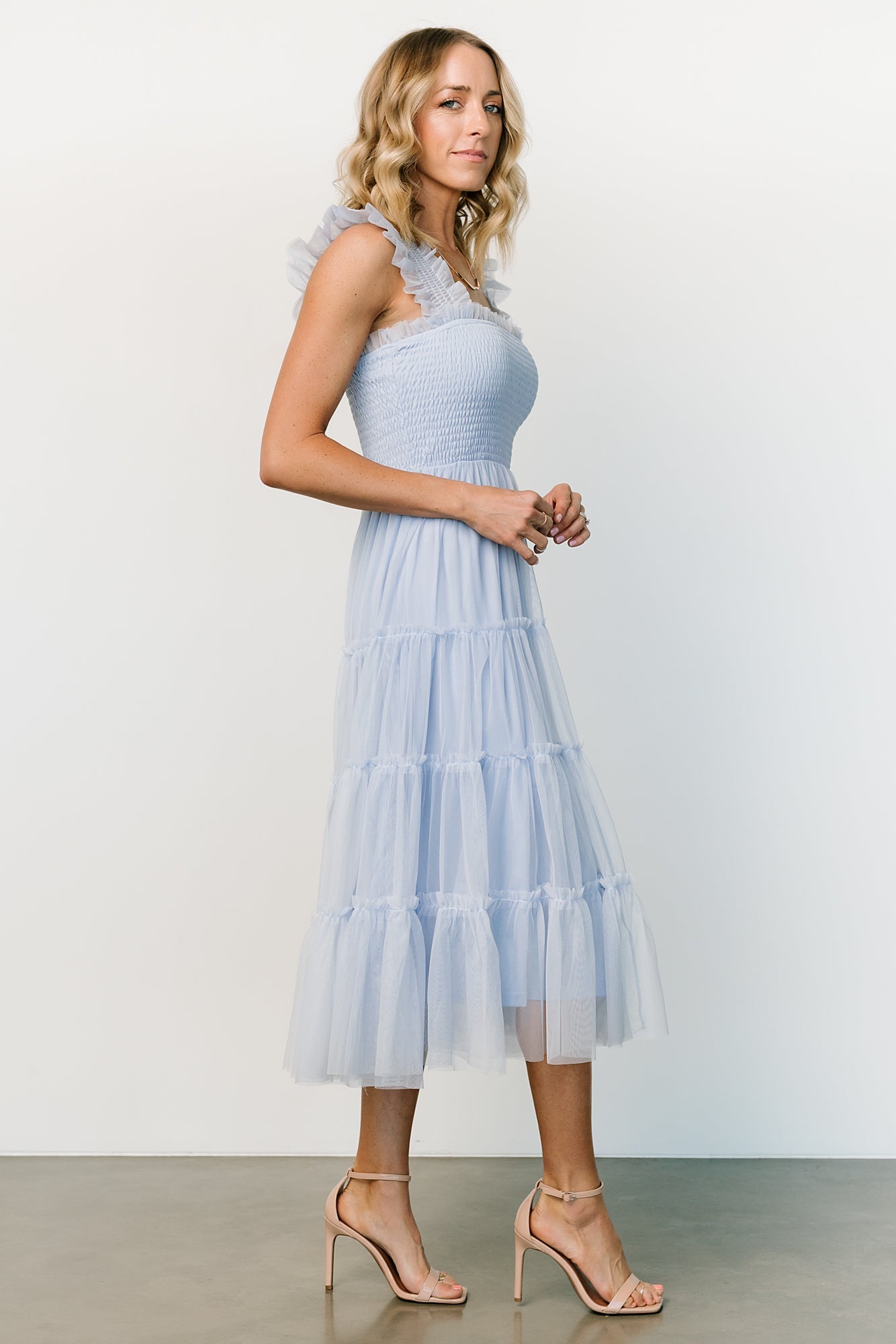 Emma Smocked Tulle Dress | Light Blue Buy Online Cheap Pice