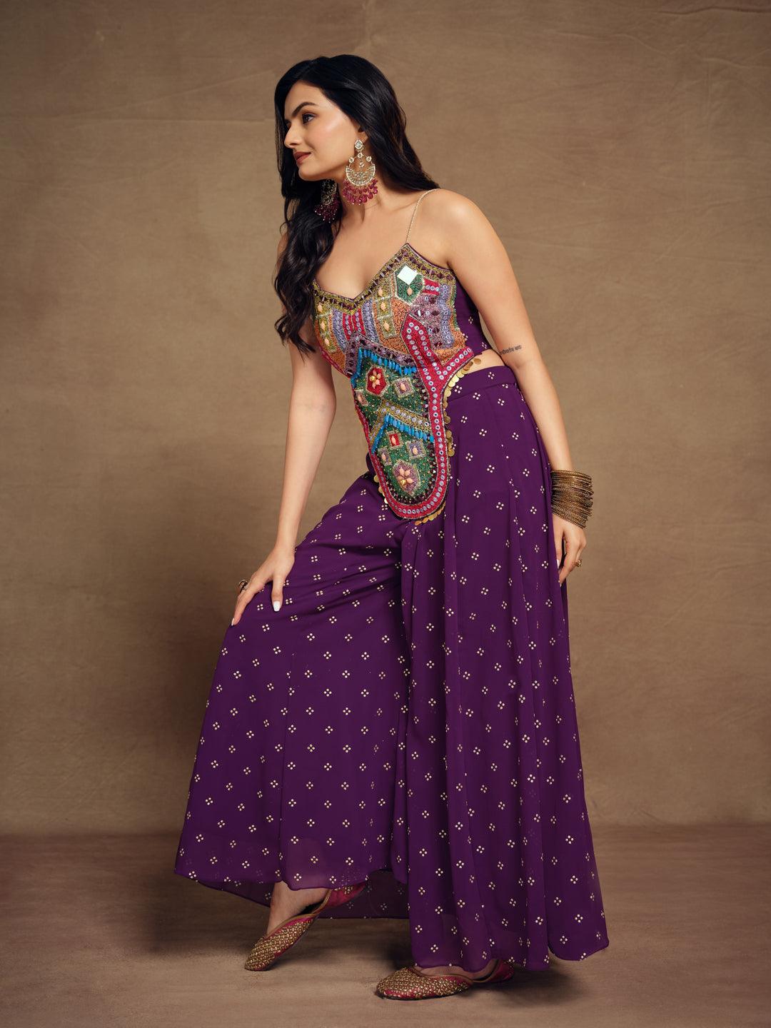 Purple silk Embroidered ready-to-wear co-ords 2025 New Sale Online