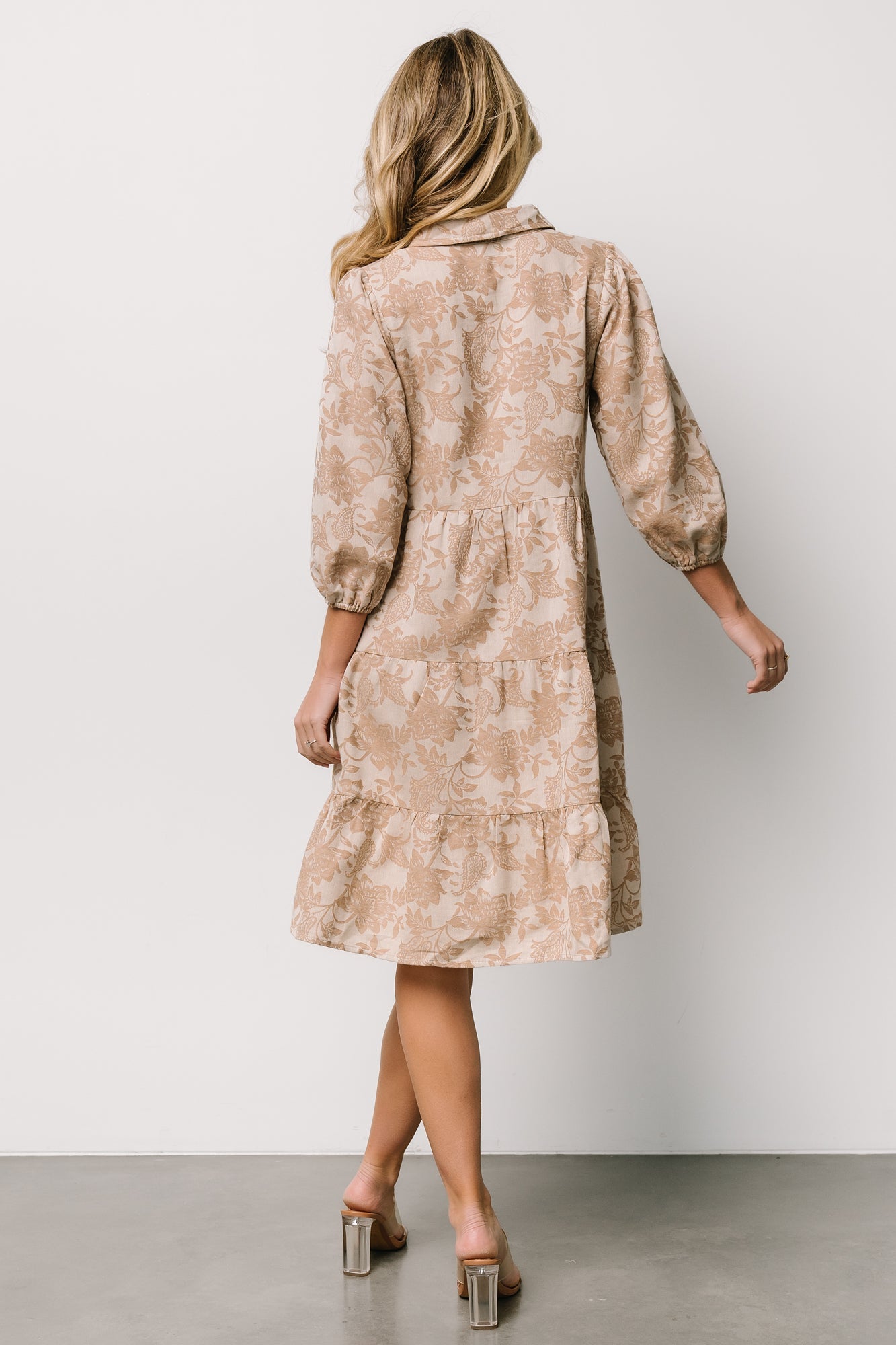 Dakota Babydoll Dress | Taupe Print Inexpensive For Sale