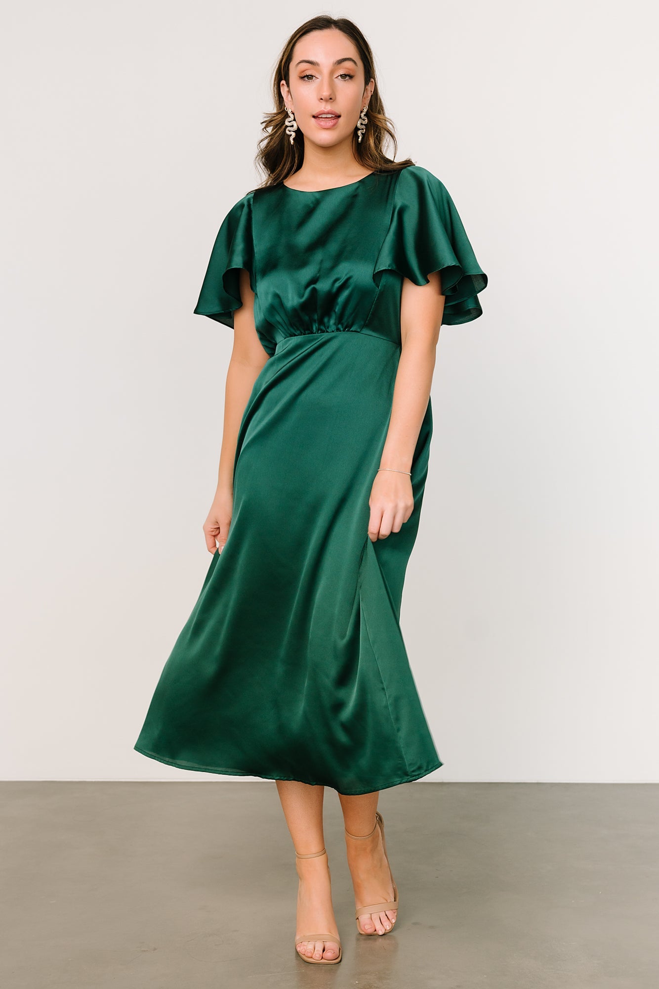 Cinta Satin Midi Dress | Emerald Outlet Cheap Authentic