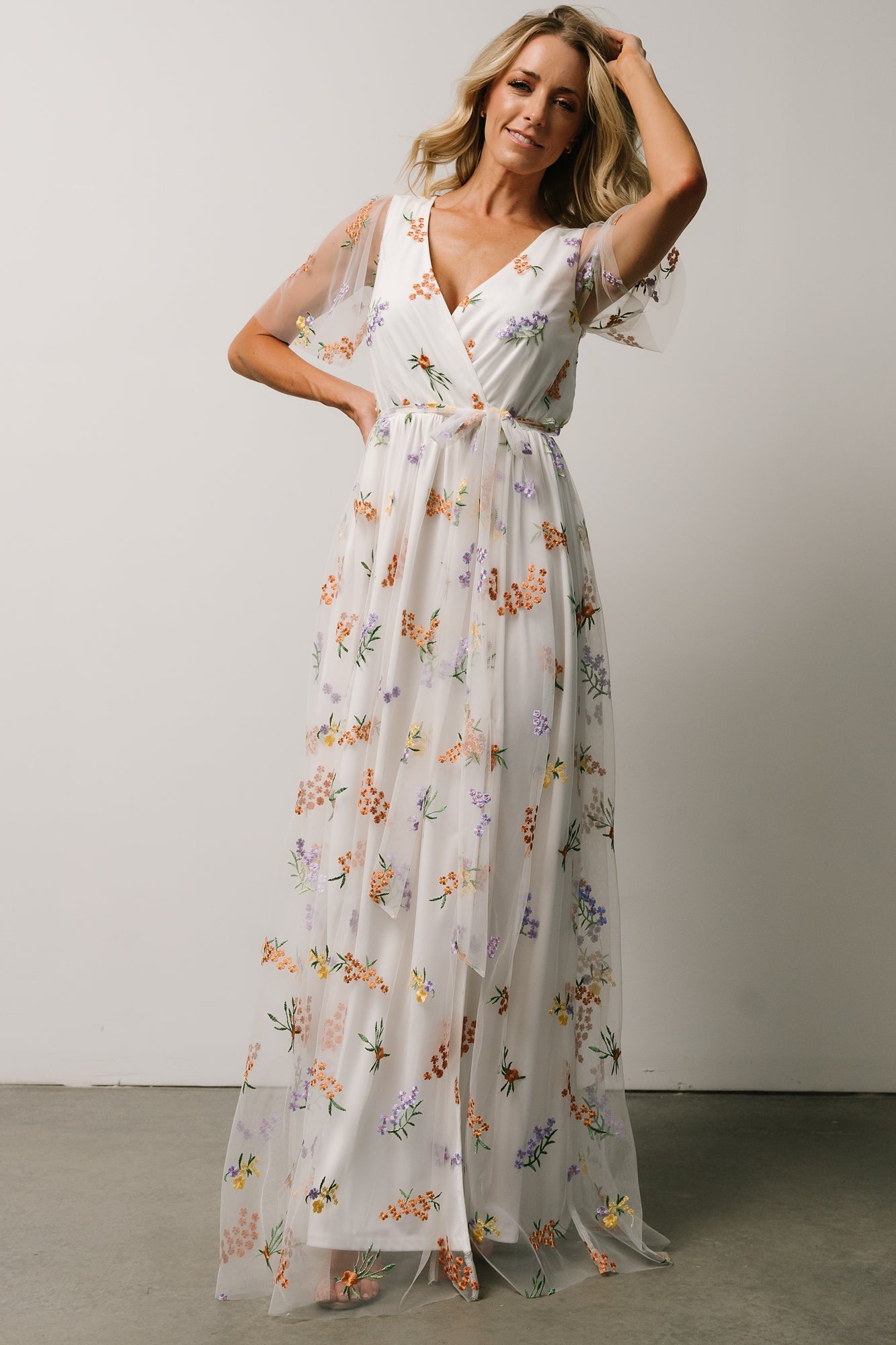 Marseille Embossed Maxi Dress | Meadow Floral Cheap Sale Wholesale Pice