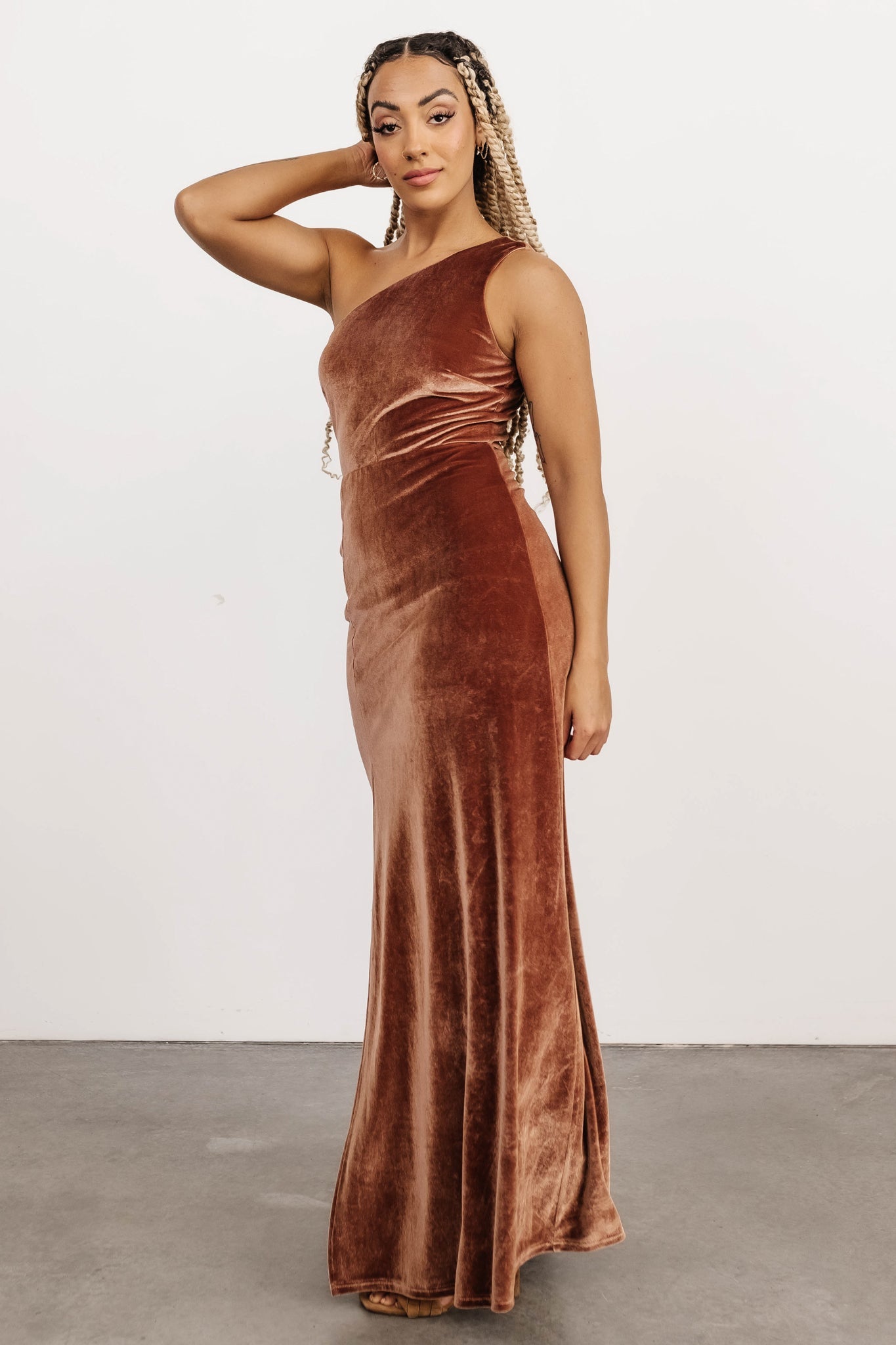 Tatiana Velvet One Shoulder Maxi Dress | Bronze Buy Cheap Best Wholesale