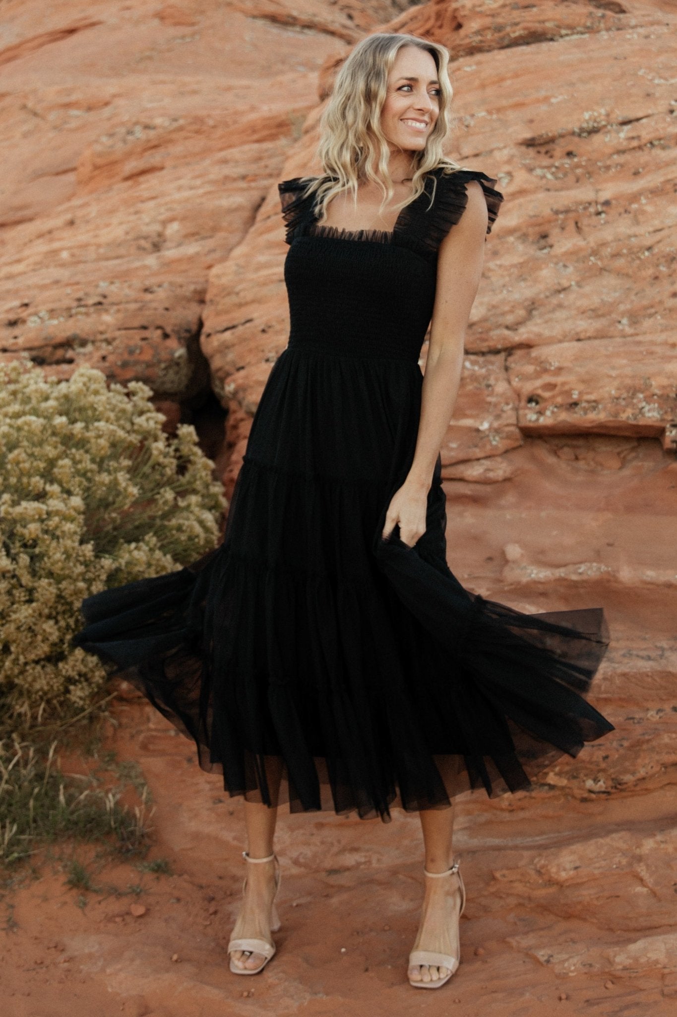 Emma Smocked Tulle Dress | Black Outlet Discount Authentic