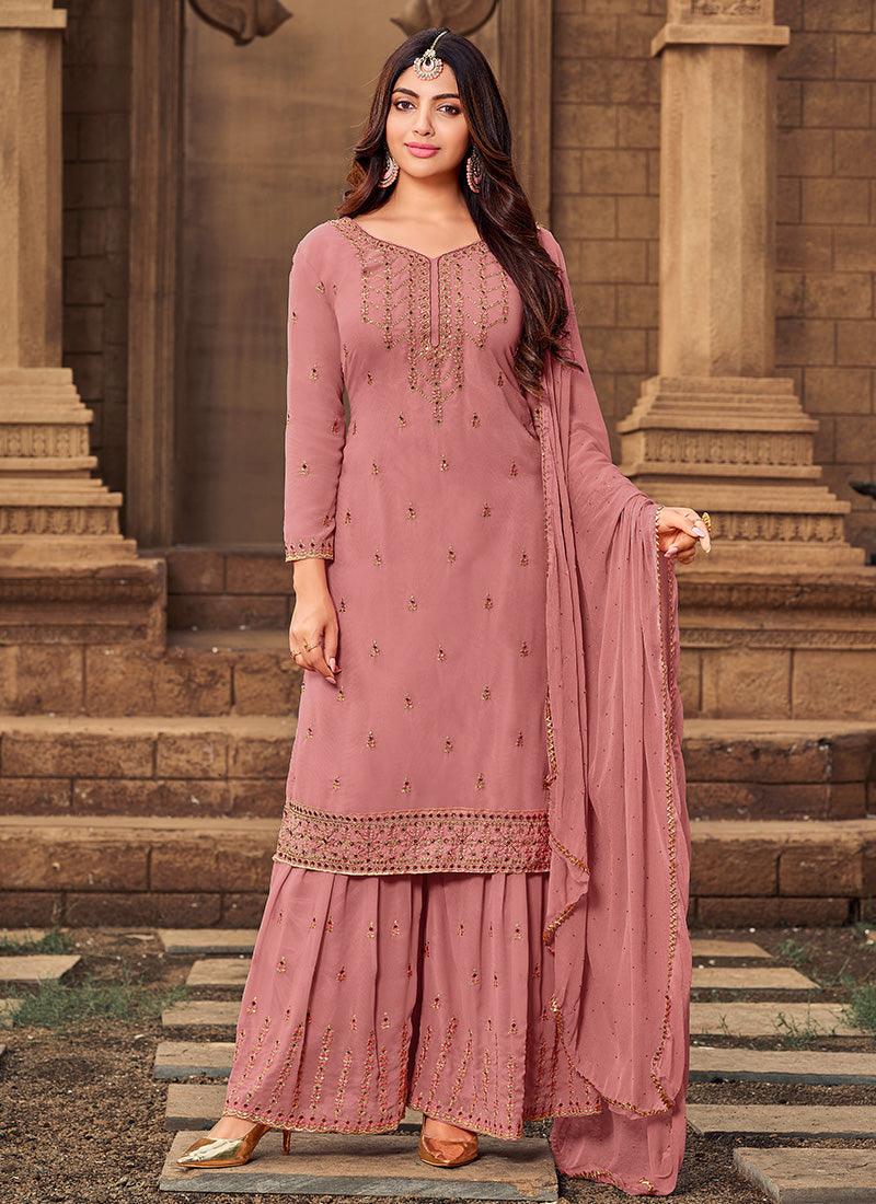 Blush Pink Color Georgette Material Sharara Salwar Suit Buy Cheap Nicekicks