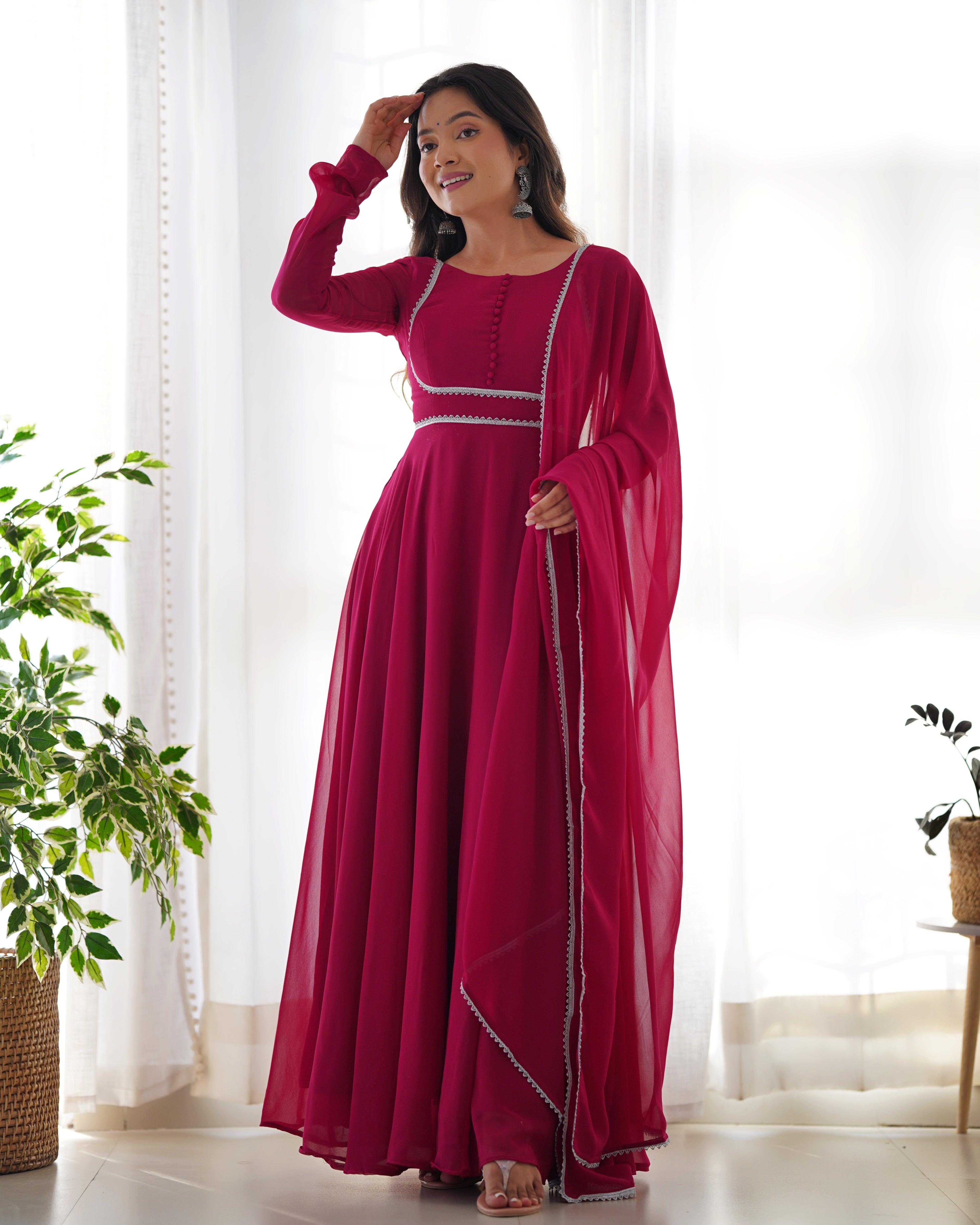 Enchanting Pure Faux Georgette Fully Flared Anarkali Pant Suit Sale Outlet