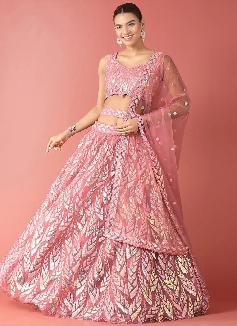 Fabulous Embroidered Classic Pink Lehenga Choli Cheap Sale With Mastercard