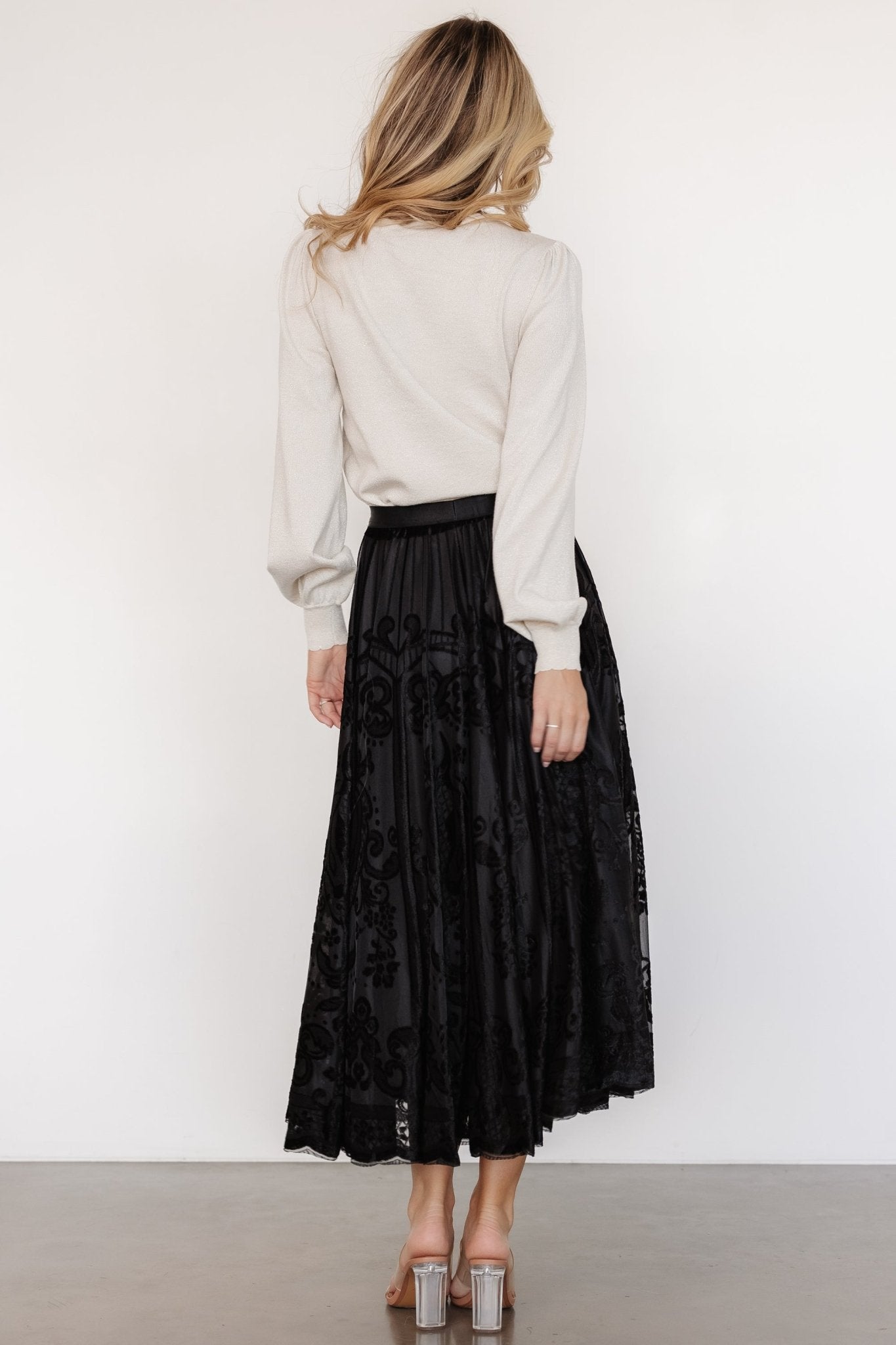 Palini Velvet Skirt | Black Clearance Amazon