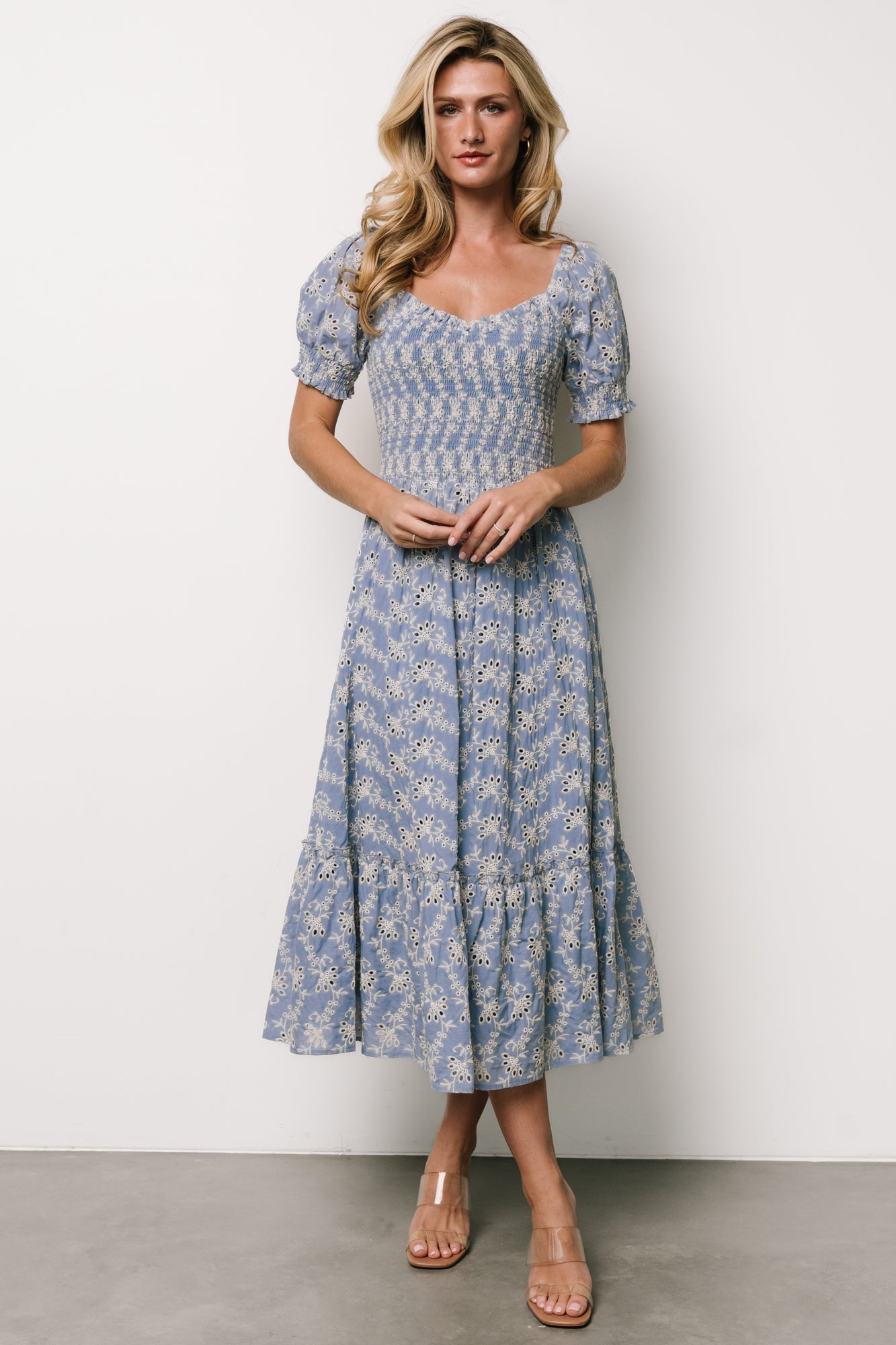 Piper Eyelet Midi Dress | Blue + Ivory Buy Cheap Brand New Unisex