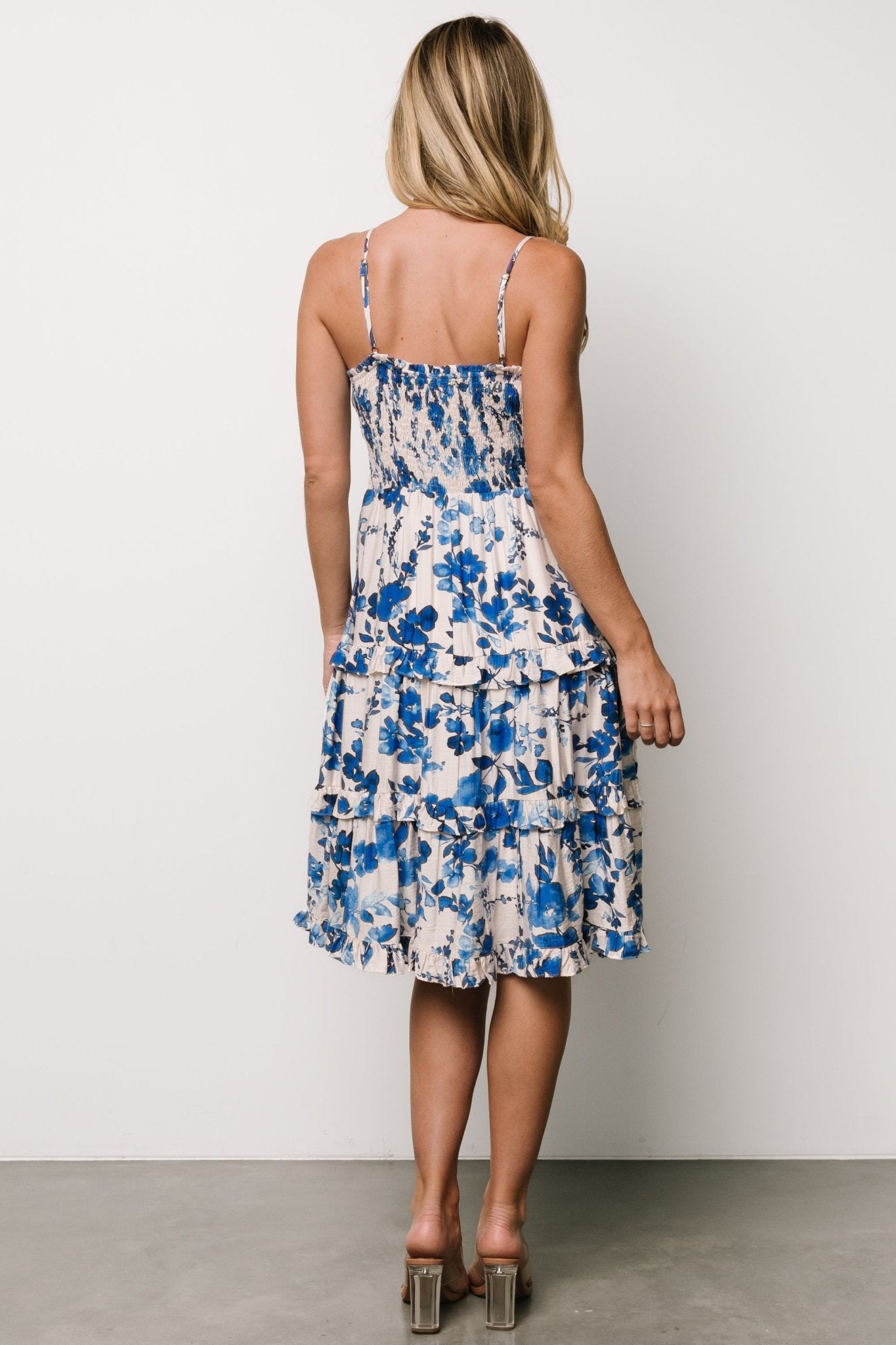 Calina Midi Dress | Ivory + Blue Floral Online Online Cheap Online