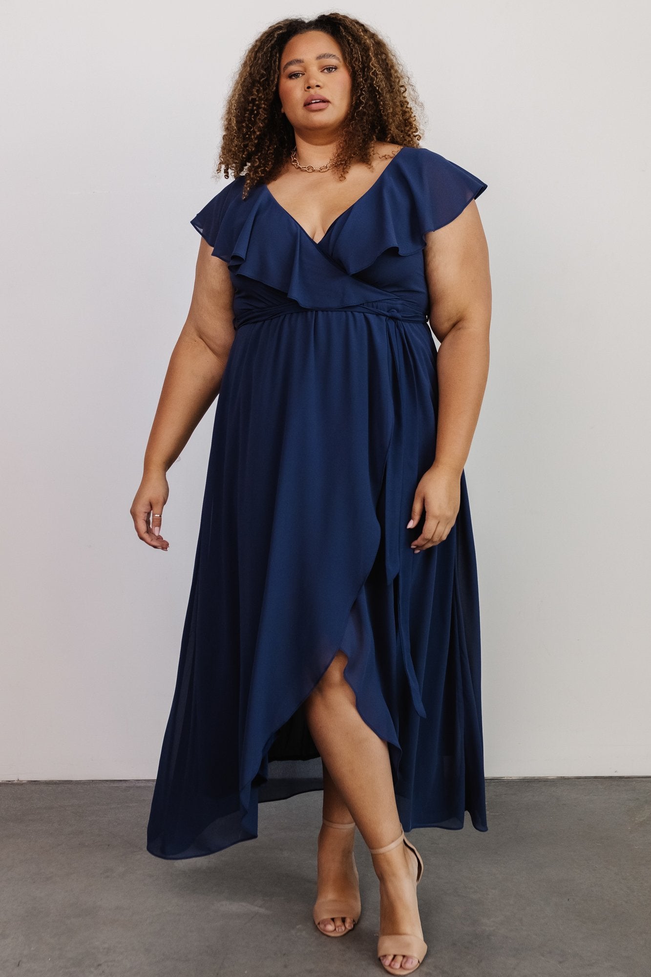 Katya Ruffle Maxi Dress | Navy Clearance Limited Edition