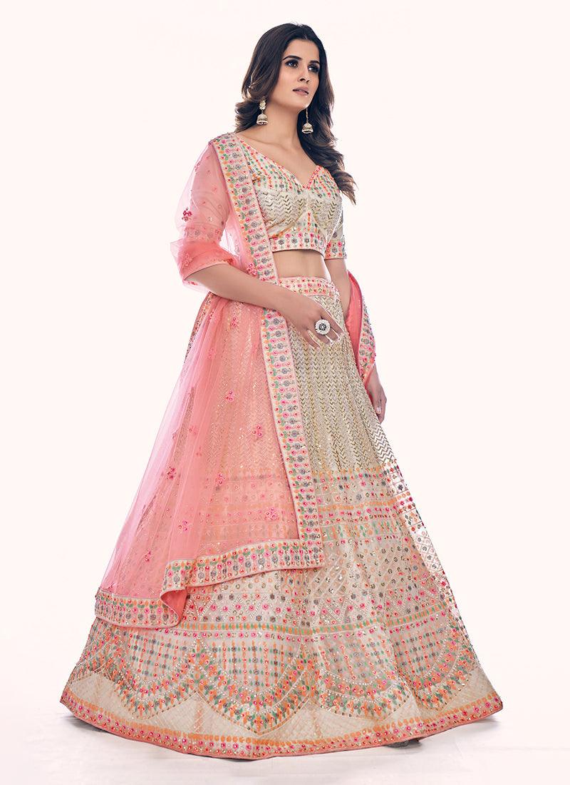 Heavy Embroidered Work White Wedding Lehenga Clearance Newest