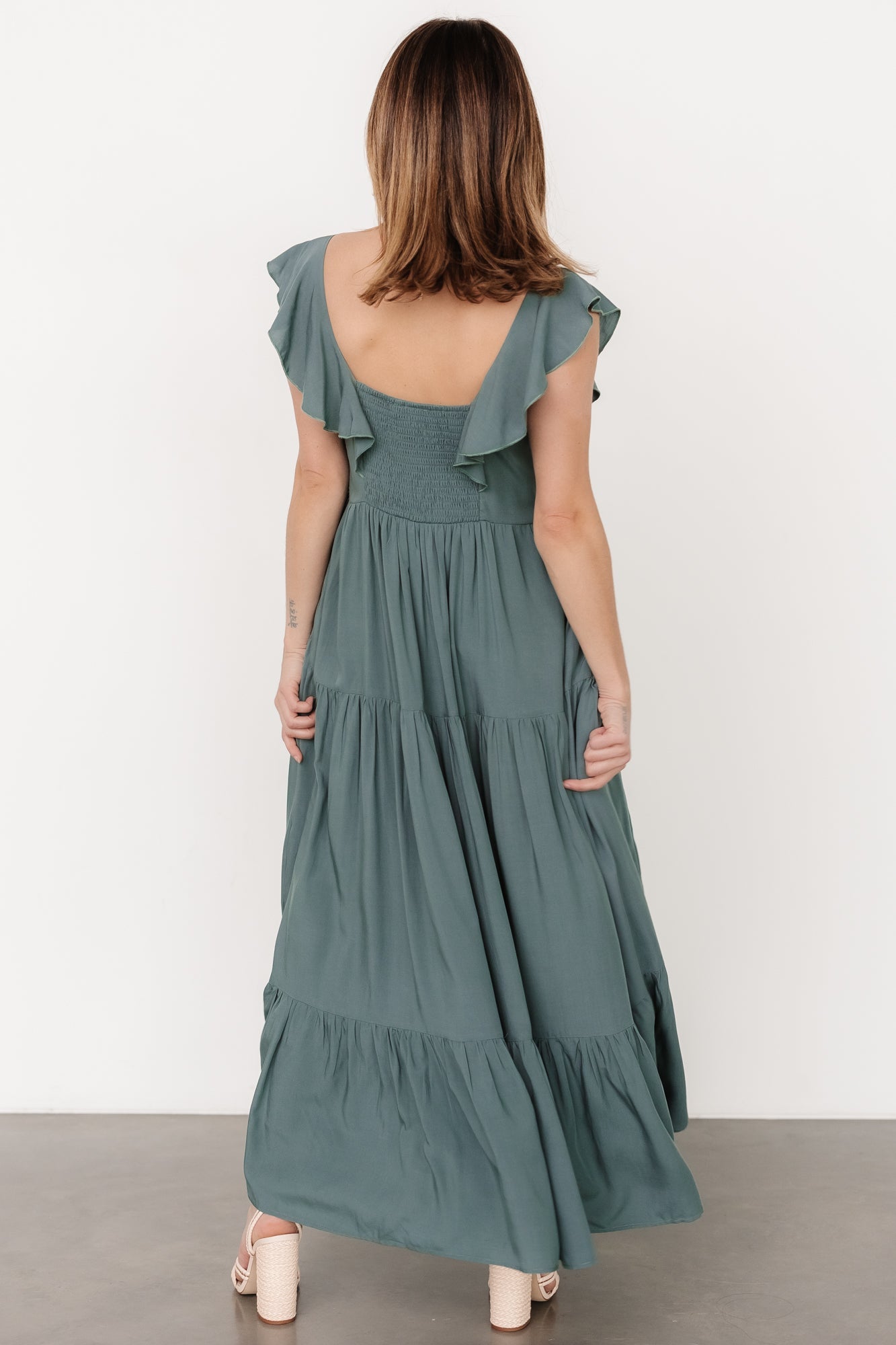 Ellie Ruffle Top Dress | Deep Teal Cheap Usa Stockist