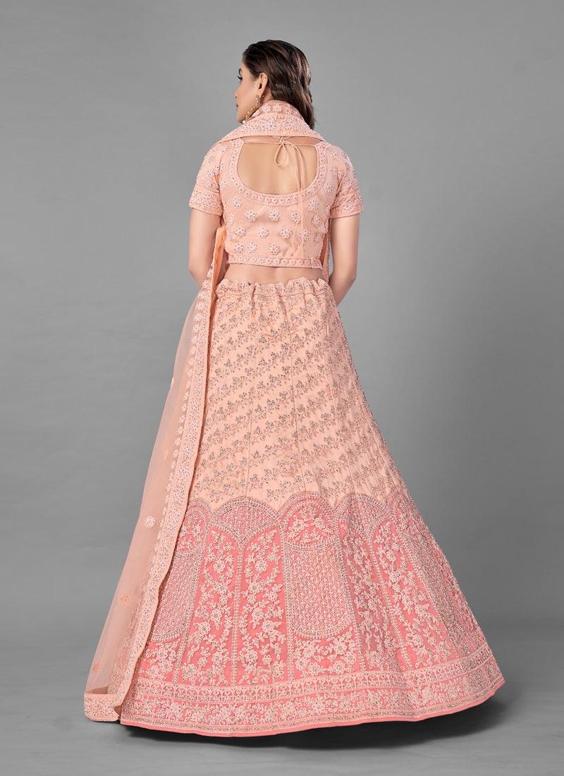 Attractive Peach Color Soft Net Base With Heavy Work Wedding Wear Lehenga Choli Clearance 2025 Unisex