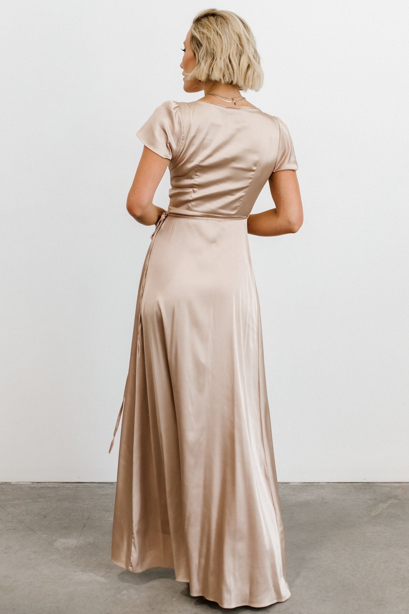 Krystal Satin Wrap Gown | Champagne Cheapest Pice