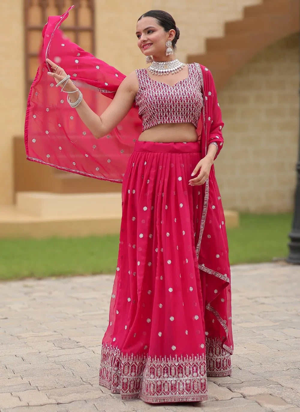 Designer Pink Classic  Lehenga Choli Set Discount