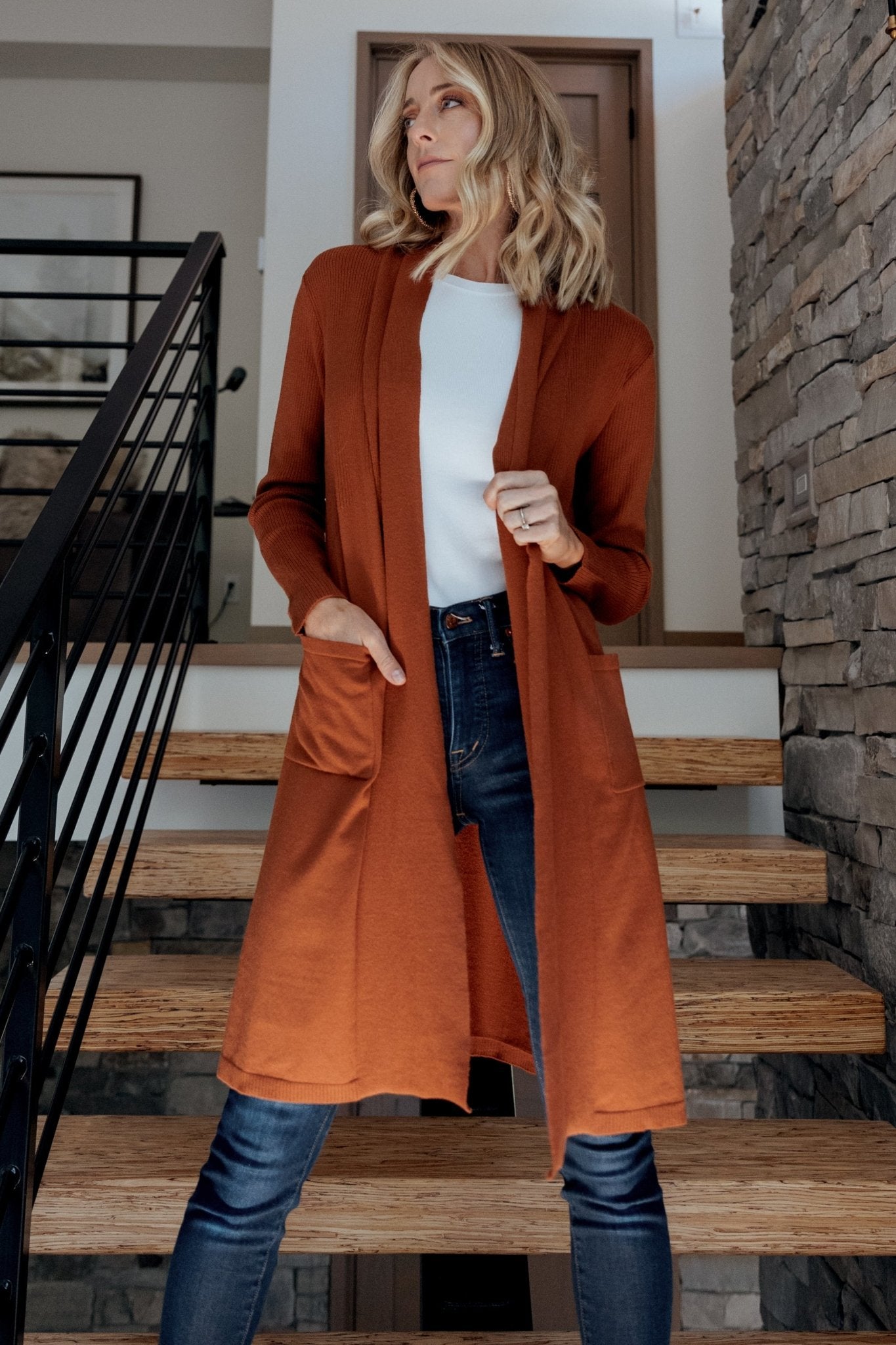 Central Park Cardigan | Rust Low Cost Cheap Pice