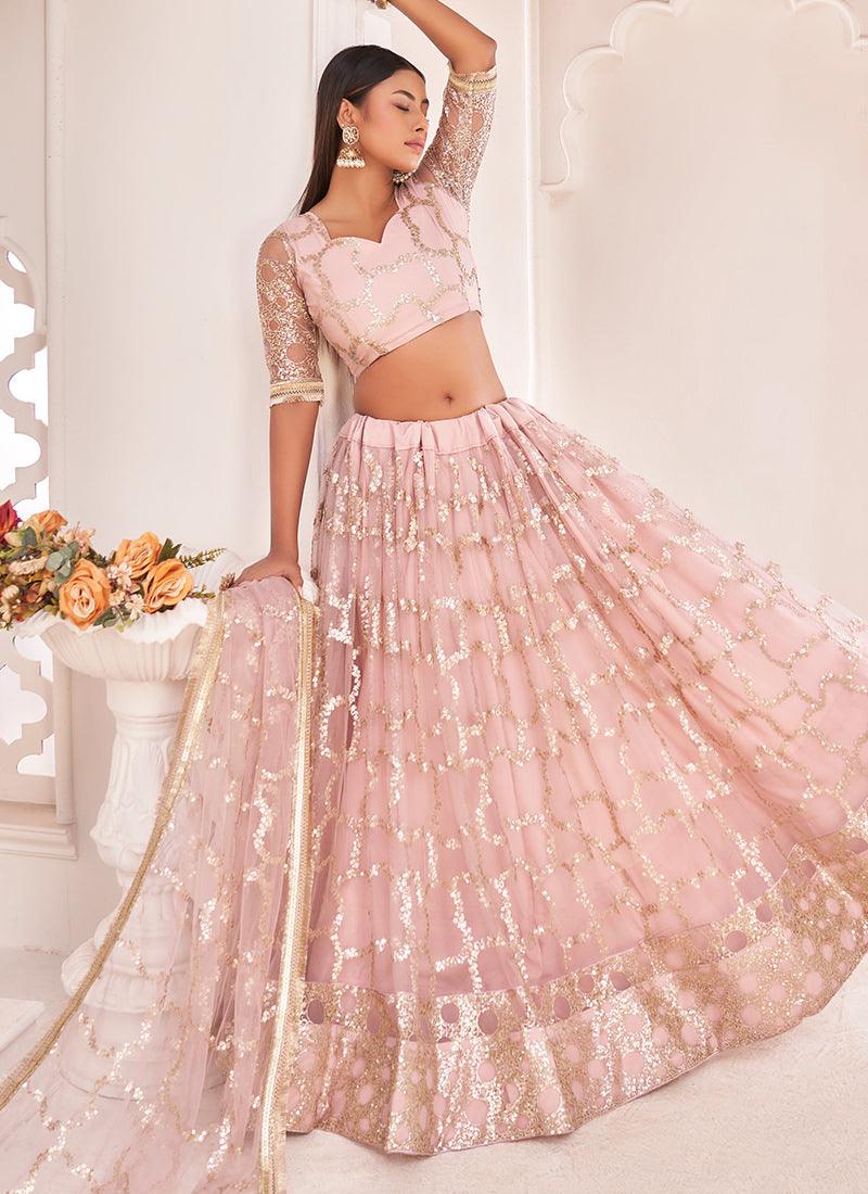 Light Pink Soft Net Wedding Lehenga Buy Cheap Choice