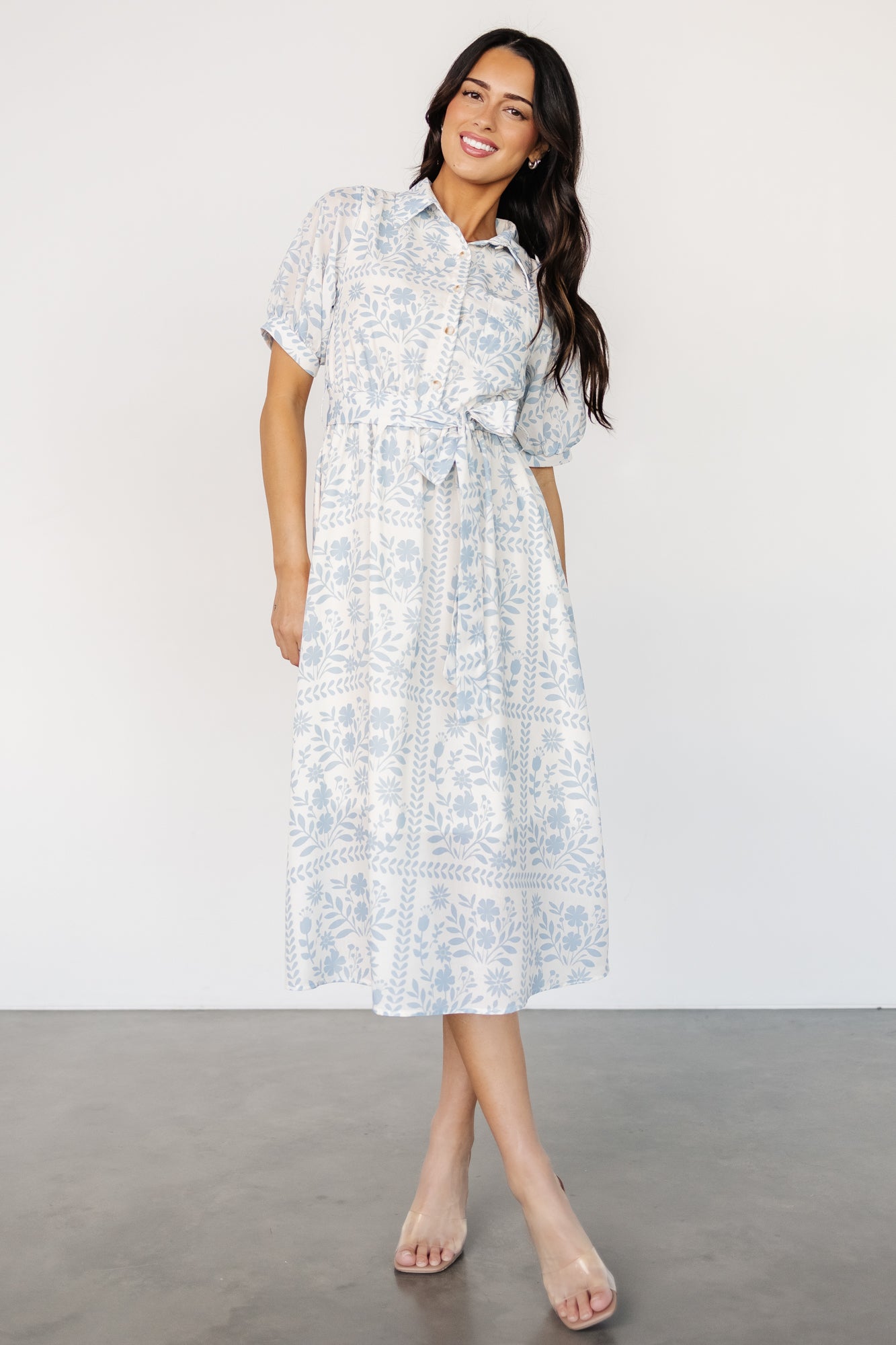 Jamila Midi Dress | Light Blue Floral Clearance Store Sale Online