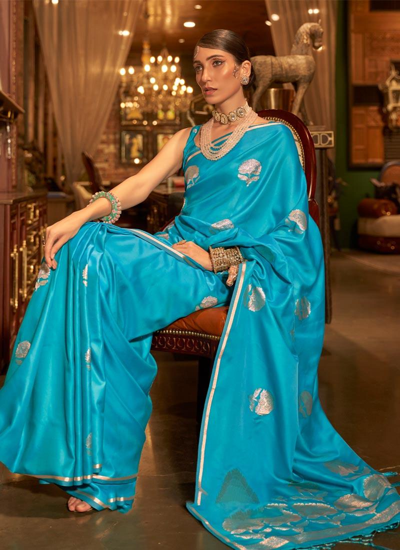 Ice Blue Color Silk Weave Classic Saree Buy Cheap Discounts