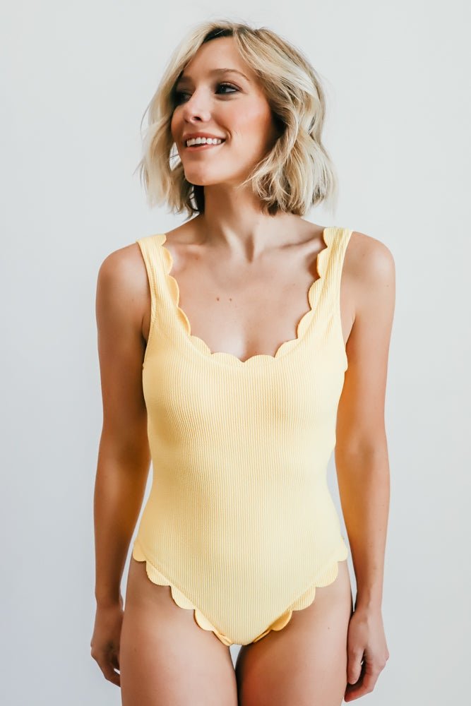 Sunshine Scalloped One Piece | Yellow Brand New Unisex Cheap Online