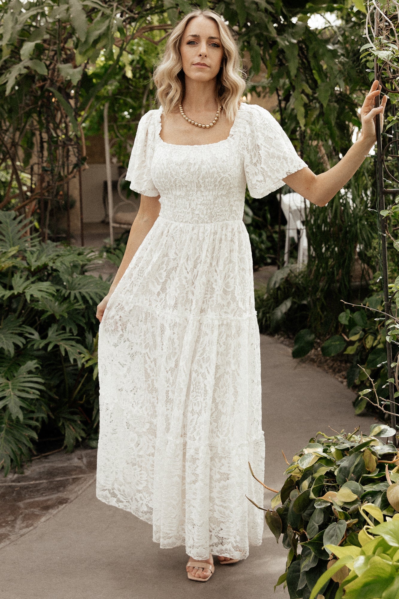 Aspen Smocked Lace Maxi Dress | Off White Comfortable Cheap Online