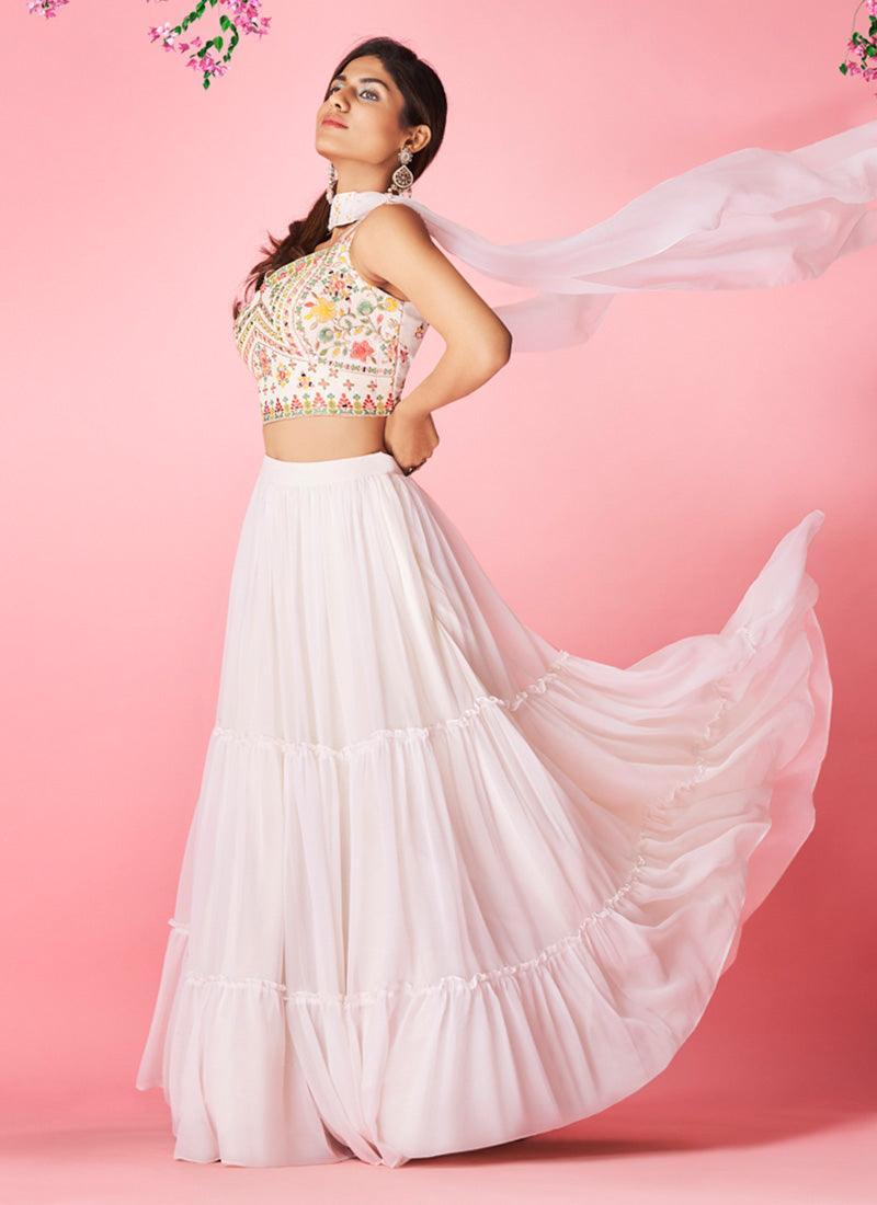 Georgette Base White Color Lehenga With Designer Hand Work Blouse Buy Cheap Order