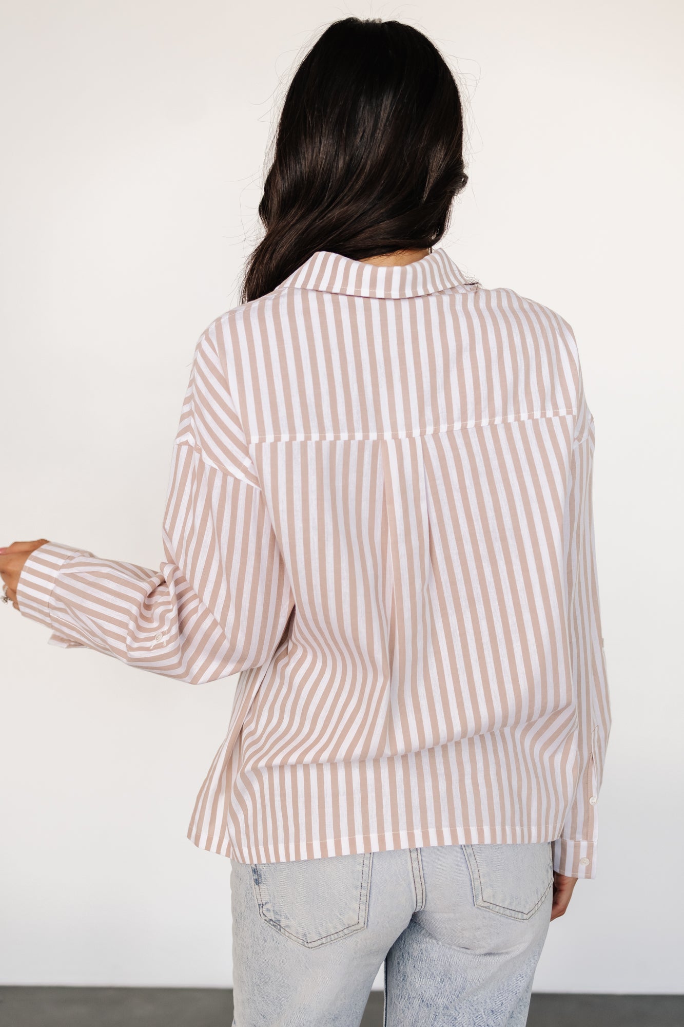 Shasta Button Up Top | Beige Stripe View Cheap Online