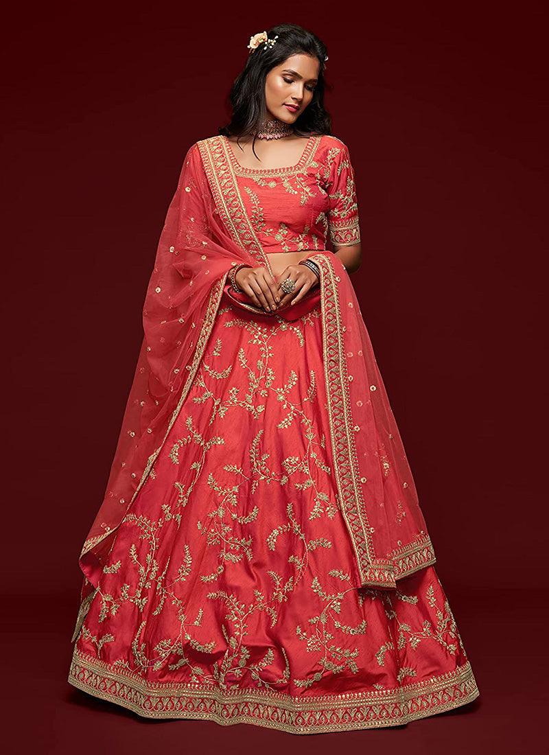 Red Color Art Silk Fabric Dori Work Lehenga With Net Dupatta Buy Cheap Great Deals