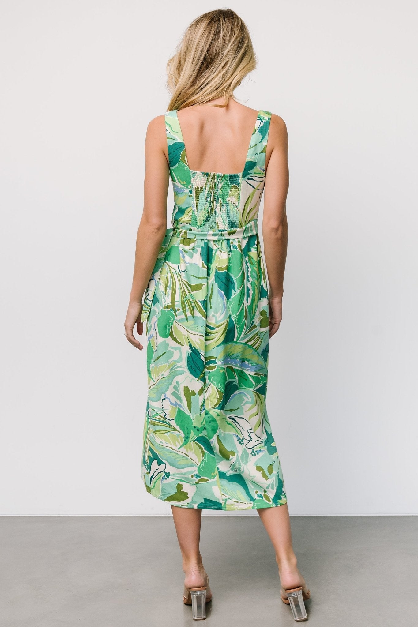 Latonya Faux Wrap Dress | Green Multi Enjoy Cheap Online