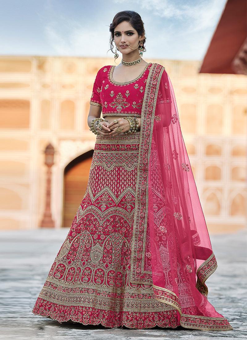 Shining Look Thread And Zari Work Pink Color Lehenga With Net Dupatta Clearance With Credit Card