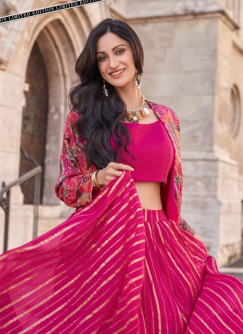 Beautifully printed viscose silk 3 Piece set in Pink Cheapest Online