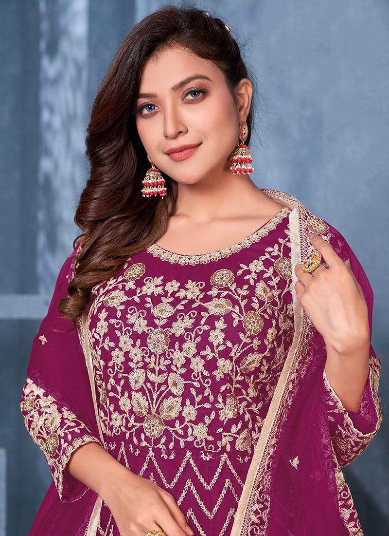 Rani Pink Color Soft Net Base Gown With Dori Work Buy Cheap 2025