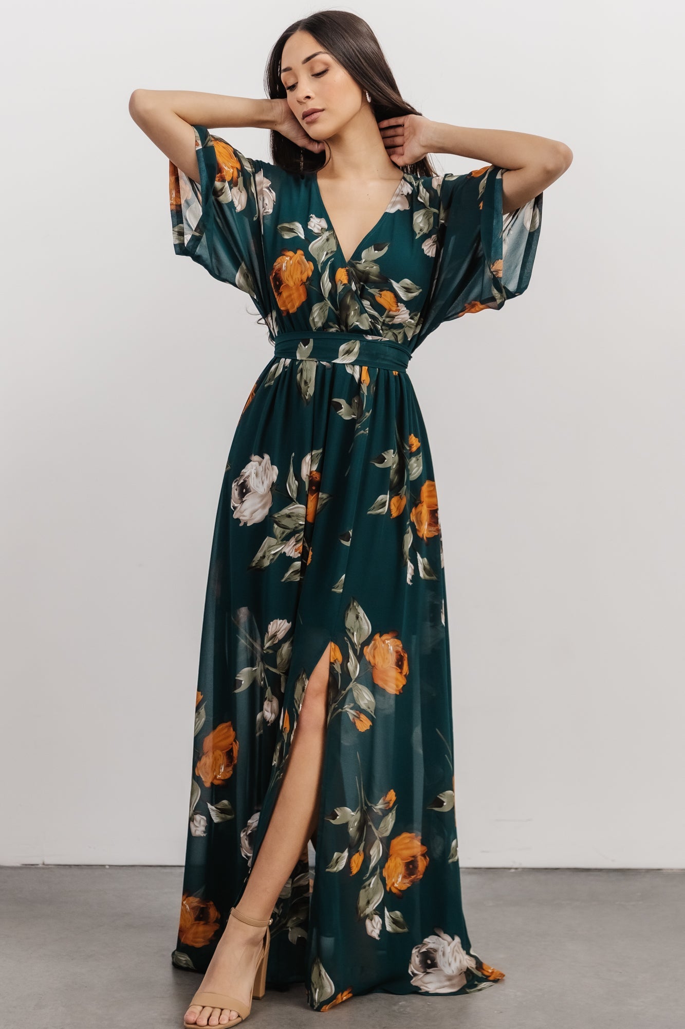 Kia Kimono Maxi Dress | Deep Topaz Floral Cheap Sale Cheapest