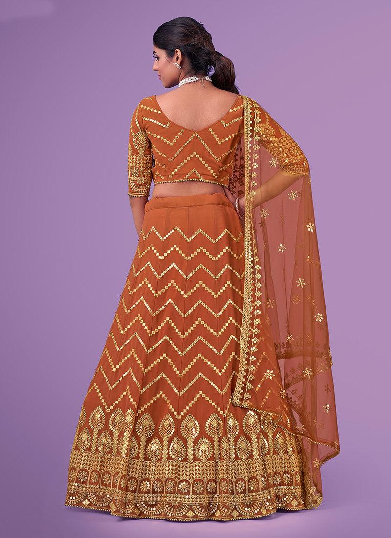 Zari With Sequins Orange Georgette Chaniya Outlet Wiki